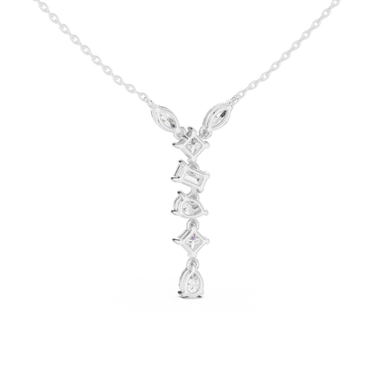 Multi Shape Lab-Grown Solitaire Diamond Drop Pendant in Yellow Gold