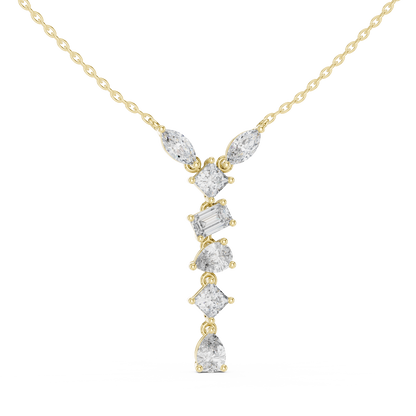 Multi Shape Lab-Grown Solitaire Diamond Drop Pendant in Yellow Gold