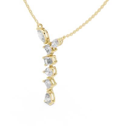 Multi Shape Lab-Grown Solitaire Diamond Drop Pendant in Yellow Gold