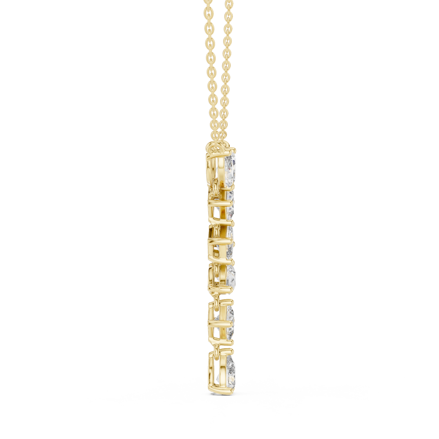 Multi Shape Lab-Grown Solitaire Diamond Drop Pendant in Yellow Gold