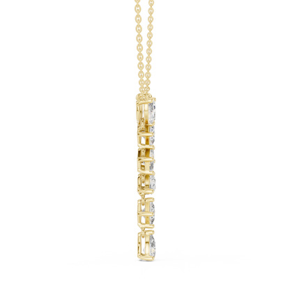 Multi Shape Lab-Grown Solitaire Diamond Drop Pendant in Yellow Gold