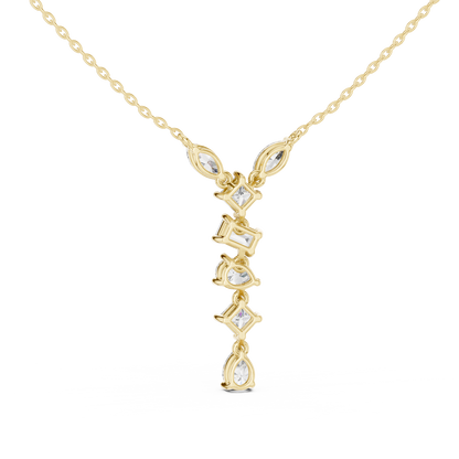 Multi Shape Lab-Grown Solitaire Diamond Drop Pendant in Yellow Gold