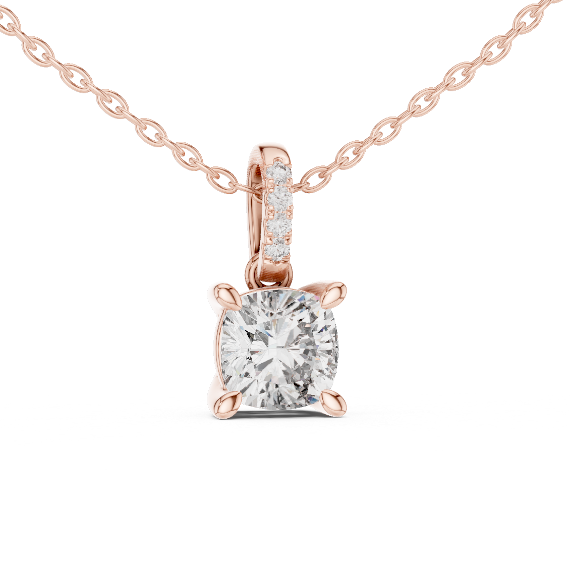 Cushion Cut Solitaire Lab-Grown Diamond Pendant in Yellow Gold