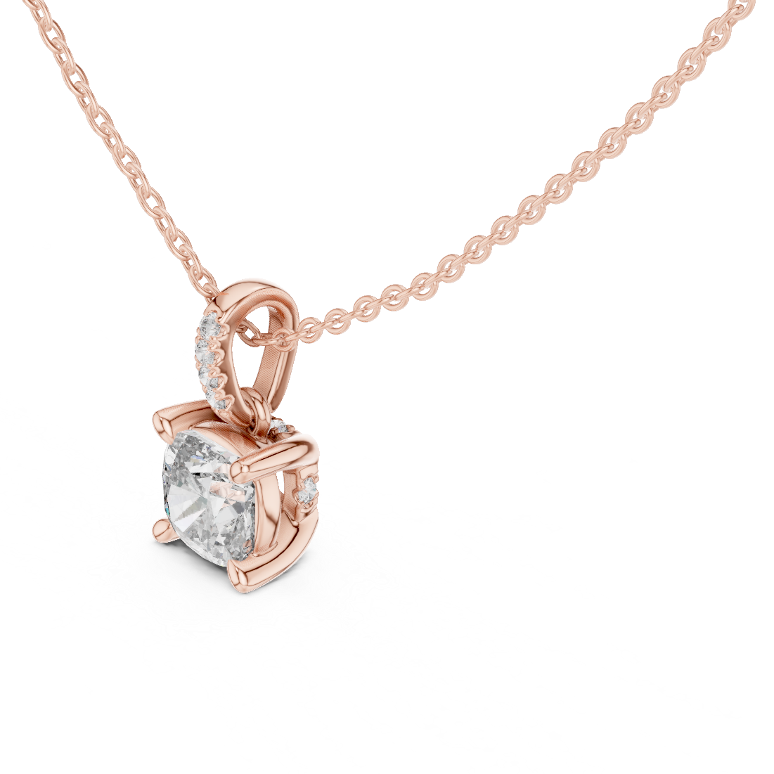 Cushion Cut Solitaire Lab-Grown Diamond Pendant in Yellow Gold