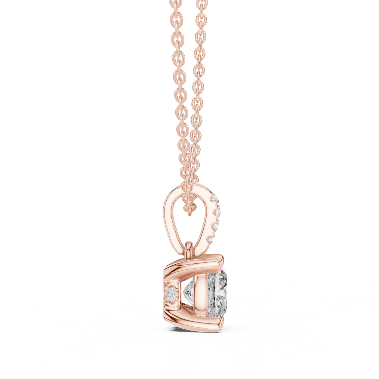 Cushion Cut Solitaire Lab-Grown Diamond Pendant in Yellow Gold