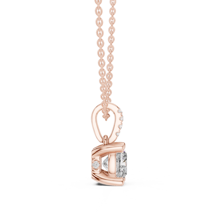 Cushion Cut Solitaire Lab-Grown Diamond Pendant in Yellow Gold