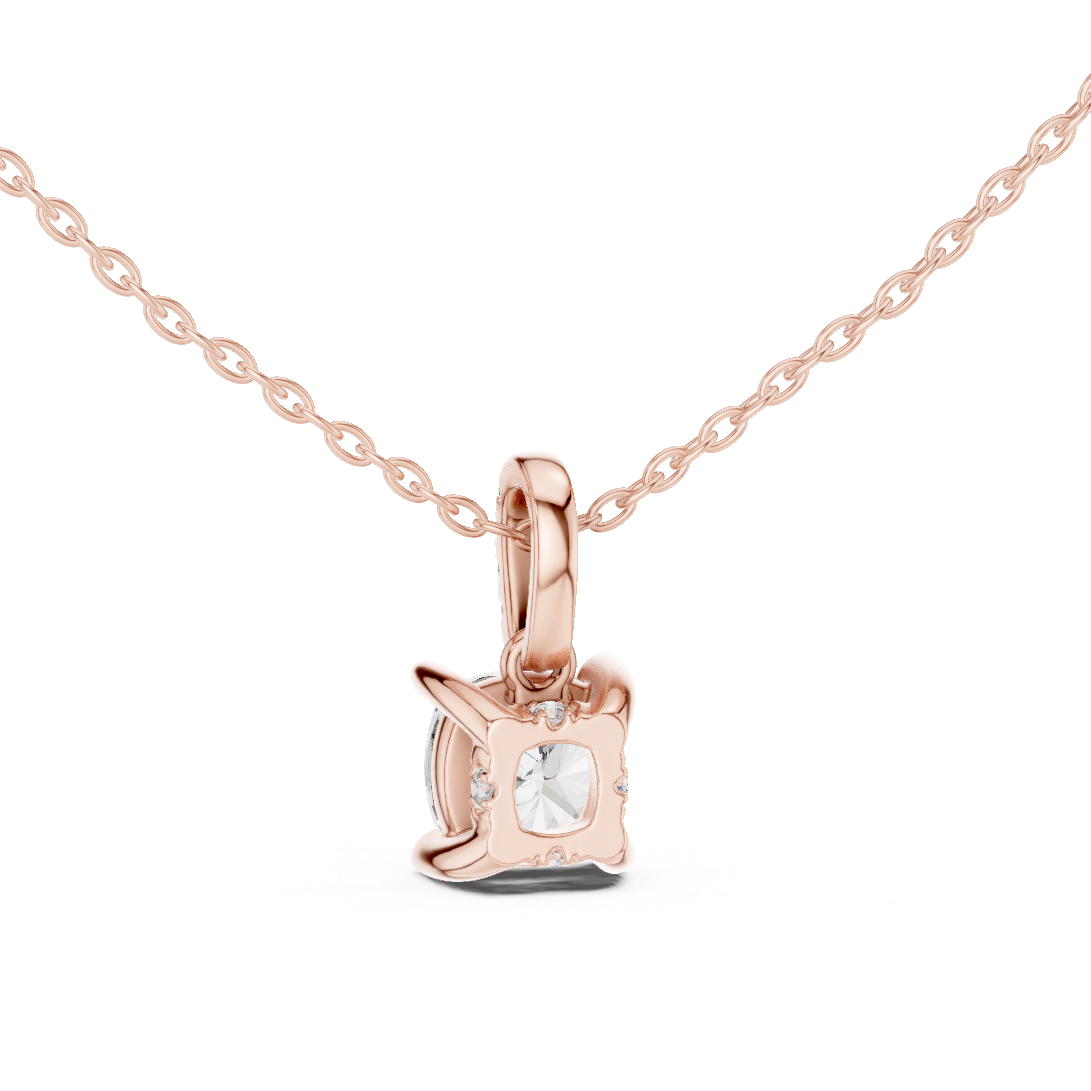 Cushion Cut Solitaire Lab-Grown Diamond Pendant in Yellow Gold