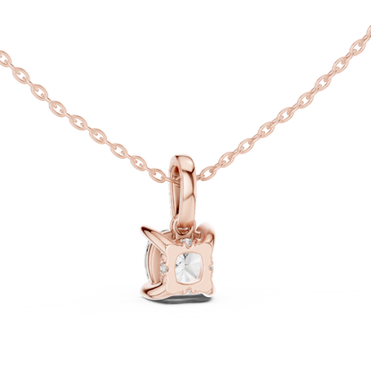 Cushion Cut Solitaire Lab-Grown Diamond Pendant in Yellow Gold