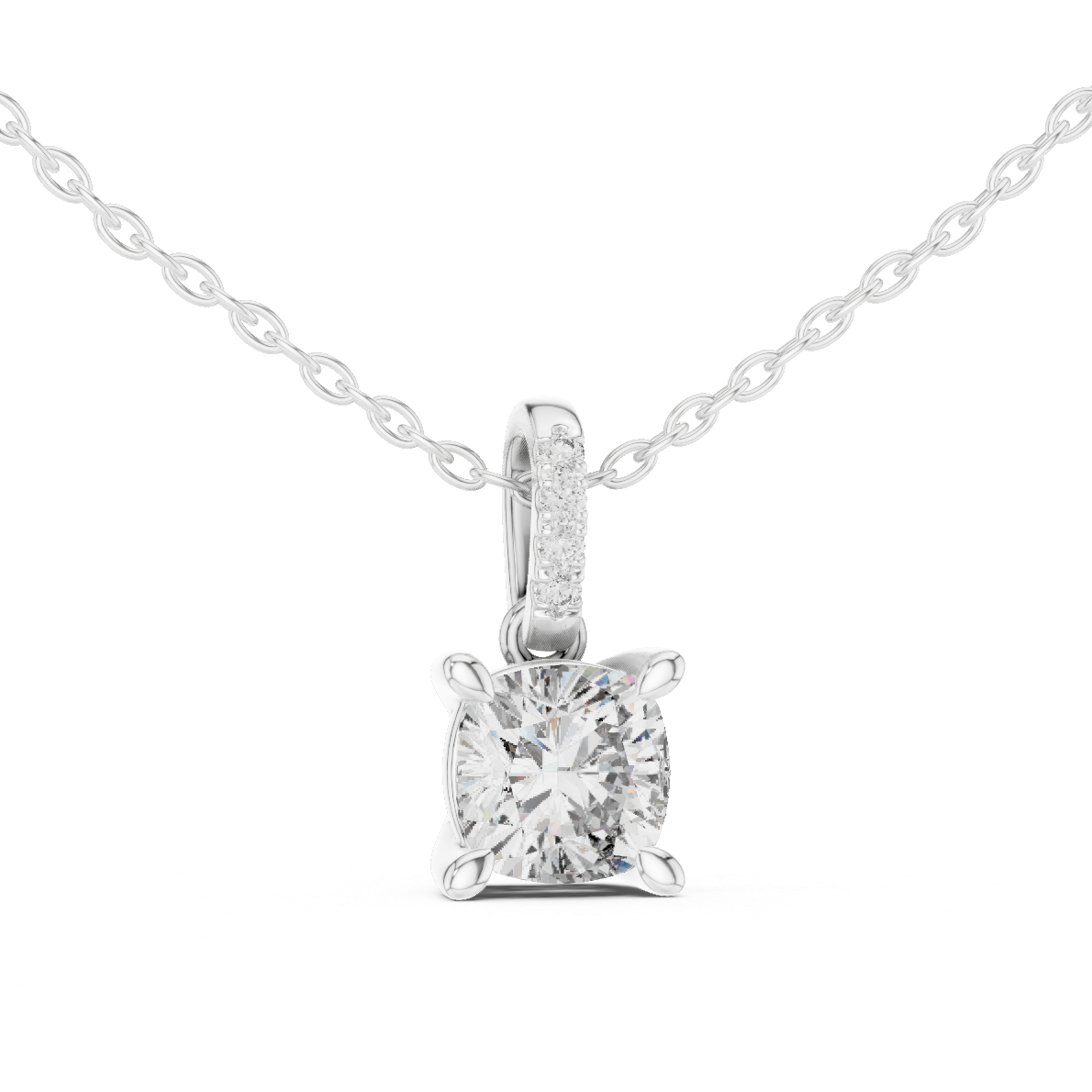 Cushion Cut Solitaire Lab-Grown Diamond Pendant in Yellow Gold