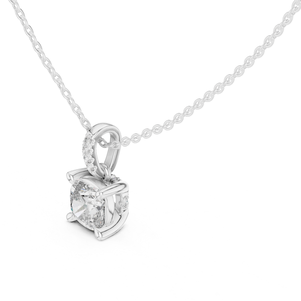 Cushion Cut Solitaire Lab-Grown Diamond Pendant in Yellow Gold