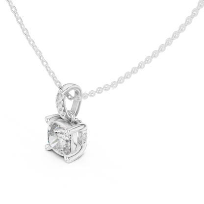 Cushion Cut Solitaire Lab-Grown Diamond Pendant in Yellow Gold