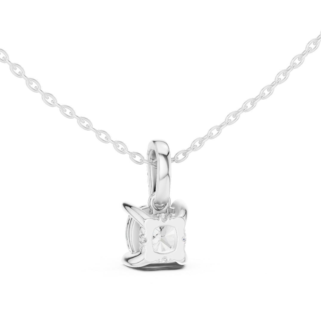 Cushion Cut Solitaire Lab-Grown Diamond Pendant in Yellow Gold