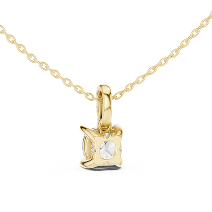 Cushion Cut Solitaire Lab-Grown Diamond Pendant in Yellow Gold