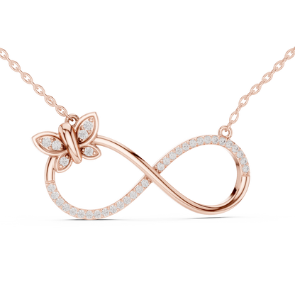 Infinity Butterfly Lab-Grown Diamond Pendant in Rose Gold