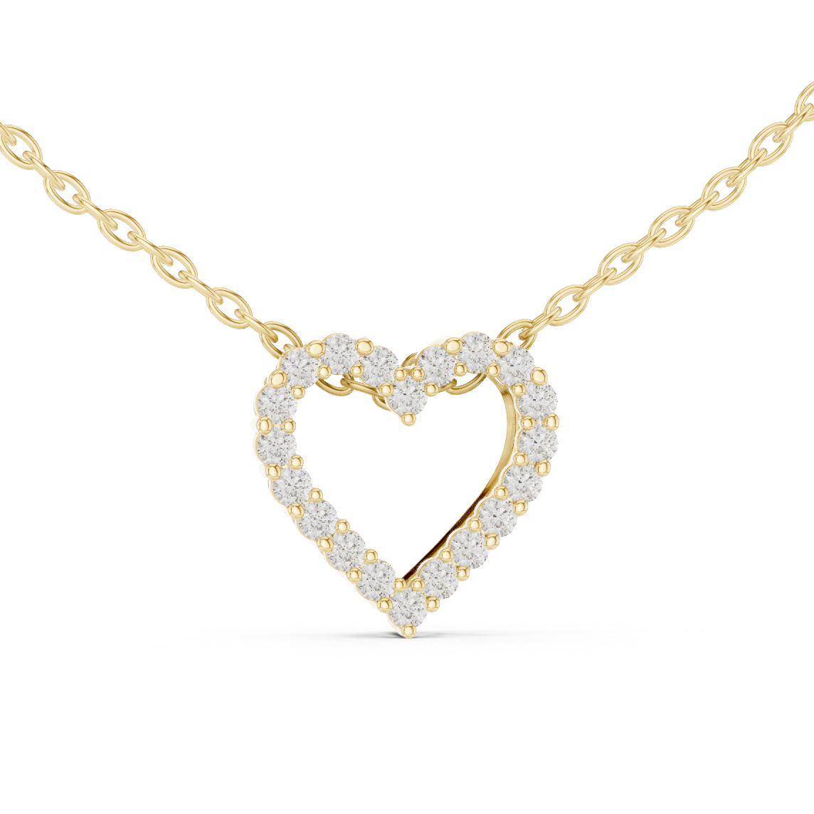 Romantic Heart Lab-Grown Diamond Heart Pendant 14K Yellow Gold