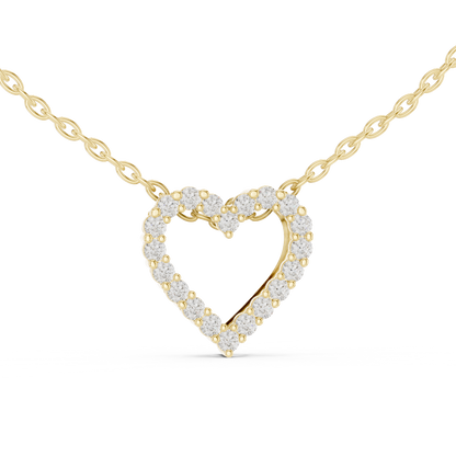 Romantic Heart Lab-Grown Diamond Heart Pendant 14K Yellow Gold