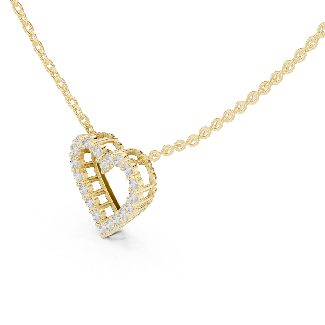Romantic Heart Lab-Grown Diamond Heart Pendant 14K Yellow Gold