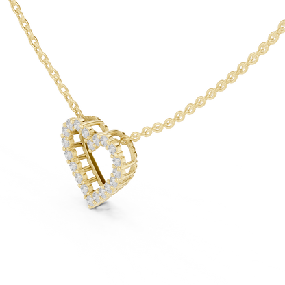 Romantic Heart Lab-Grown Diamond Heart Pendant 14K Yellow Gold