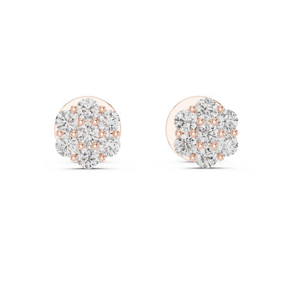 Gold Cluster Round Diamond Stud Earrings in 14K Yellow Gold