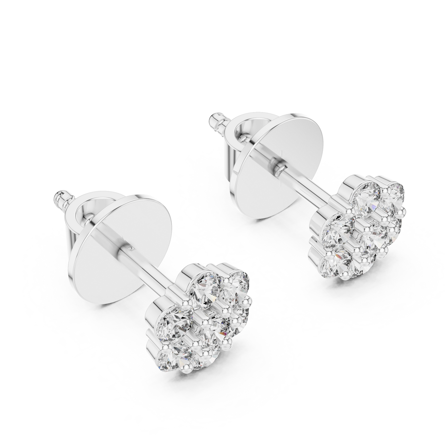 Gold Cluster Round Diamond Stud Earrings in 14K Yellow Gold