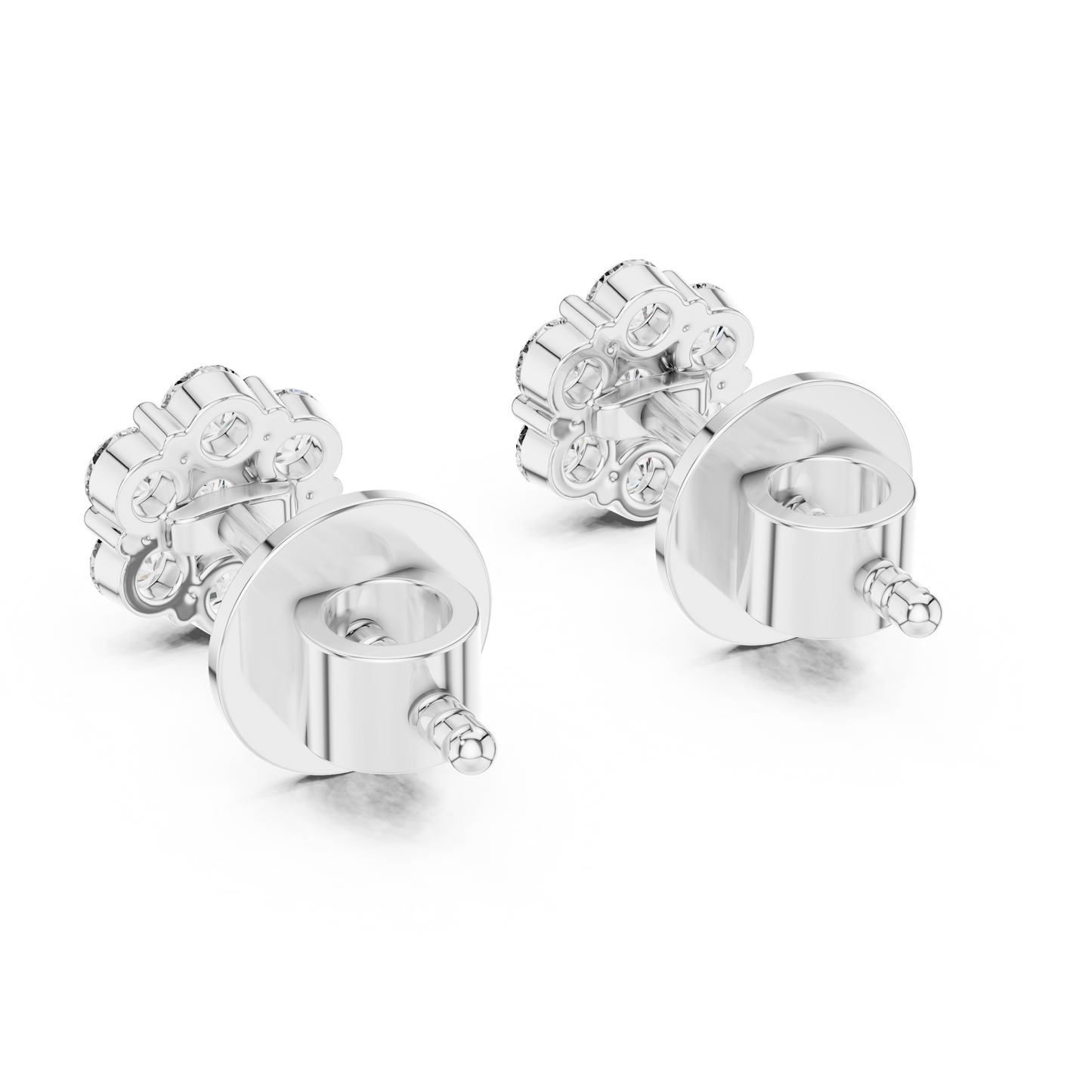 Gold Cluster Round Diamond Stud Earrings in 14K Yellow Gold