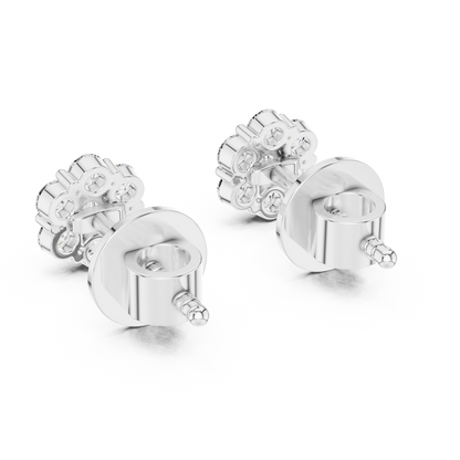 Gold Cluster Round Diamond Stud Earrings in 14K Yellow Gold