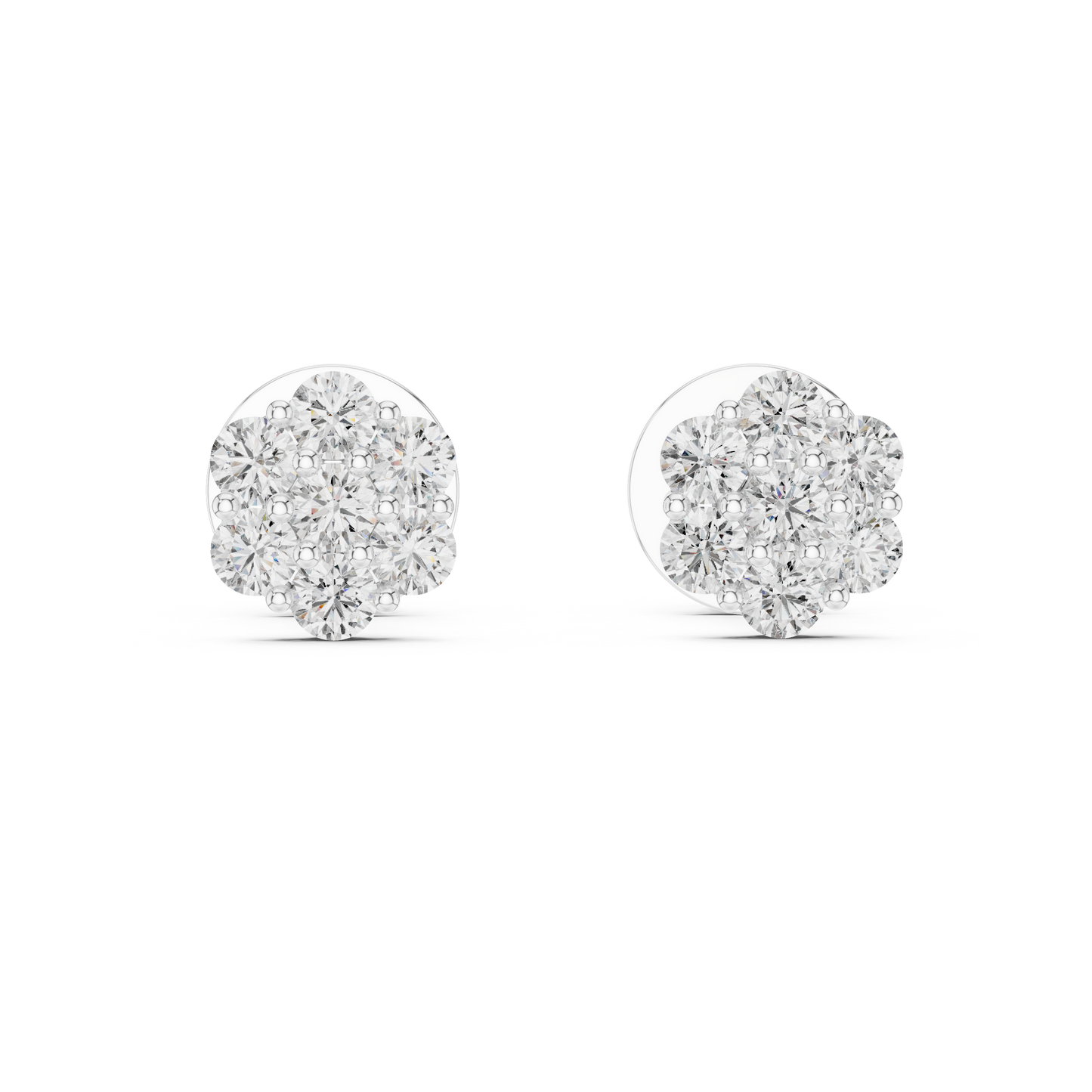Gold Cluster Round Diamond Stud Earrings in 14K Yellow Gold