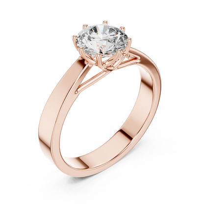 Lab-Grown 1 Carat Diamond Engagement Ring | 10KT Yellow Gold Solitaire Ring | Round Brilliant 6 Claw Proposal Ring | Fine Jewellery UK