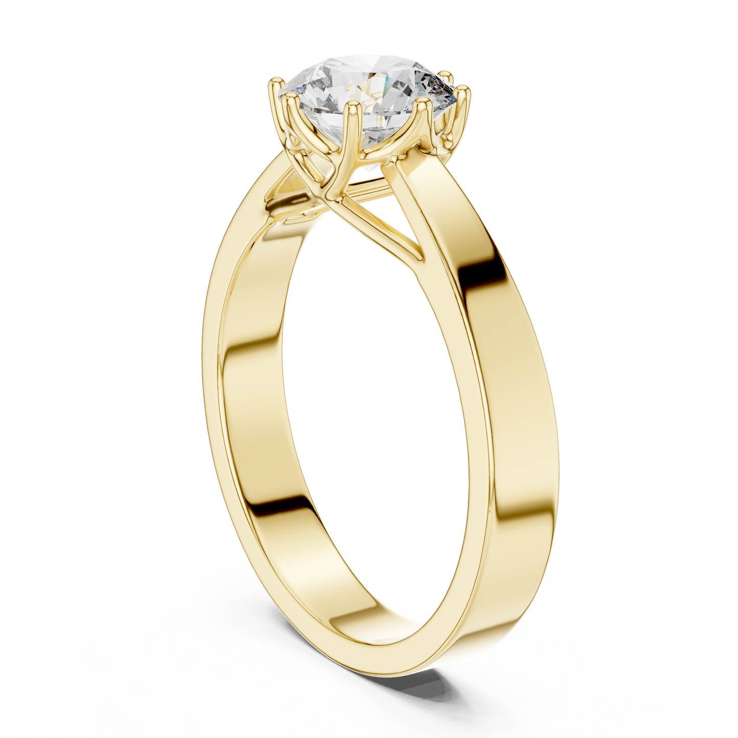 Lab-Grown 1 Carat Diamond Engagement Ring | 10KT Yellow Gold Solitaire Ring | Round Brilliant 6 Claw Proposal Ring | Fine Jewellery UK