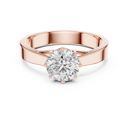 Lab-Grown 1 Carat Diamond Engagement Ring | 10KT Yellow Gold Solitaire Ring | Round Brilliant 6 Claw Proposal Ring | Fine Jewellery UK
