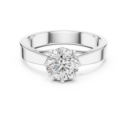 Lab-Grown 1 Carat Diamond Engagement Ring | 10KT Yellow Gold Solitaire Ring | Round Brilliant 6 Claw Proposal Ring | Fine Jewellery UK