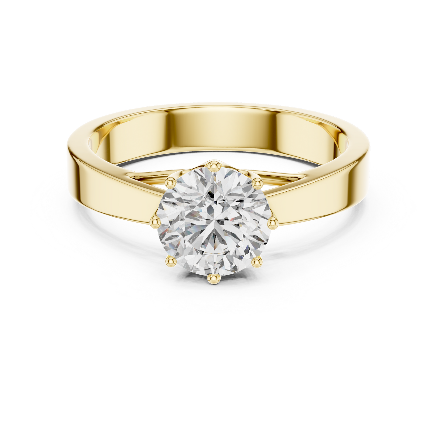 Lab-Grown 1 Carat Diamond Engagement Ring | 10KT Yellow Gold Solitaire Ring | Round Brilliant 6 Claw Proposal Ring | Fine Jewellery UK