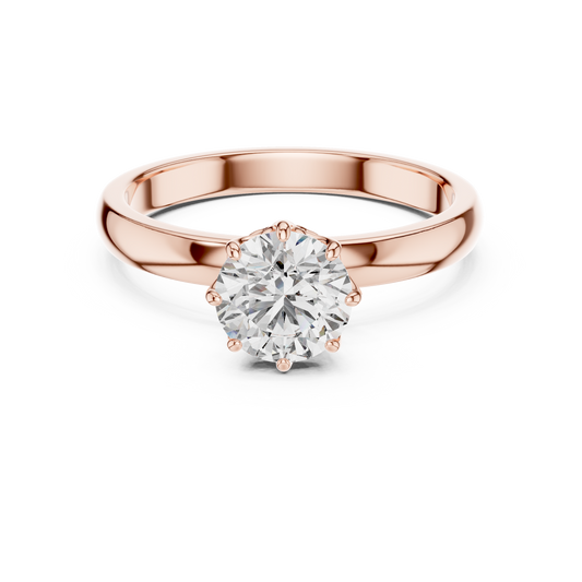 Lab-Grown 1 Carat Diamond Ring | 10KT Rose Gold Solitaire Ring