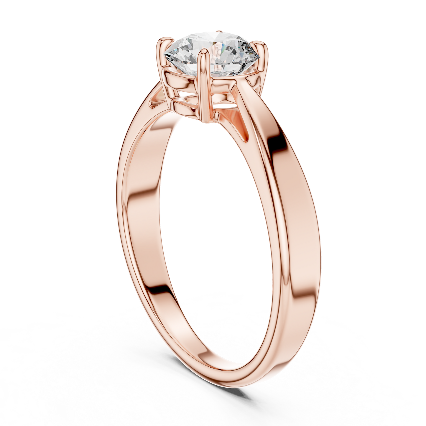 Romantic Round-Cut Diamond Solitaire Ring in 18K Rose Gold