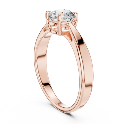 Romantic Round-Cut Diamond Solitaire Ring in 18K Rose Gold