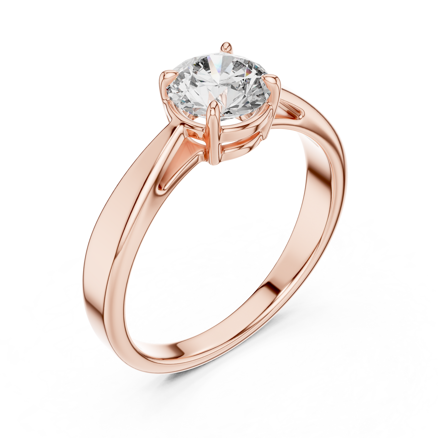 Romantic Round-Cut Diamond Solitaire Ring in 18K Rose Gold