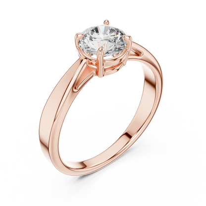 Romantic Round-Cut Diamond Solitaire Ring in 18K Rose Gold
