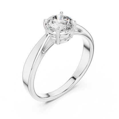 Romantic Round-Cut Diamond Solitaire Ring in 18K Rose Gold