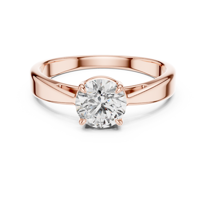 Romantic Round-Cut Diamond Solitaire Ring in 18K Rose Gold