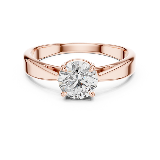 Romantic Round-Cut Diamond Solitaire Ring in 18K Rose Gold