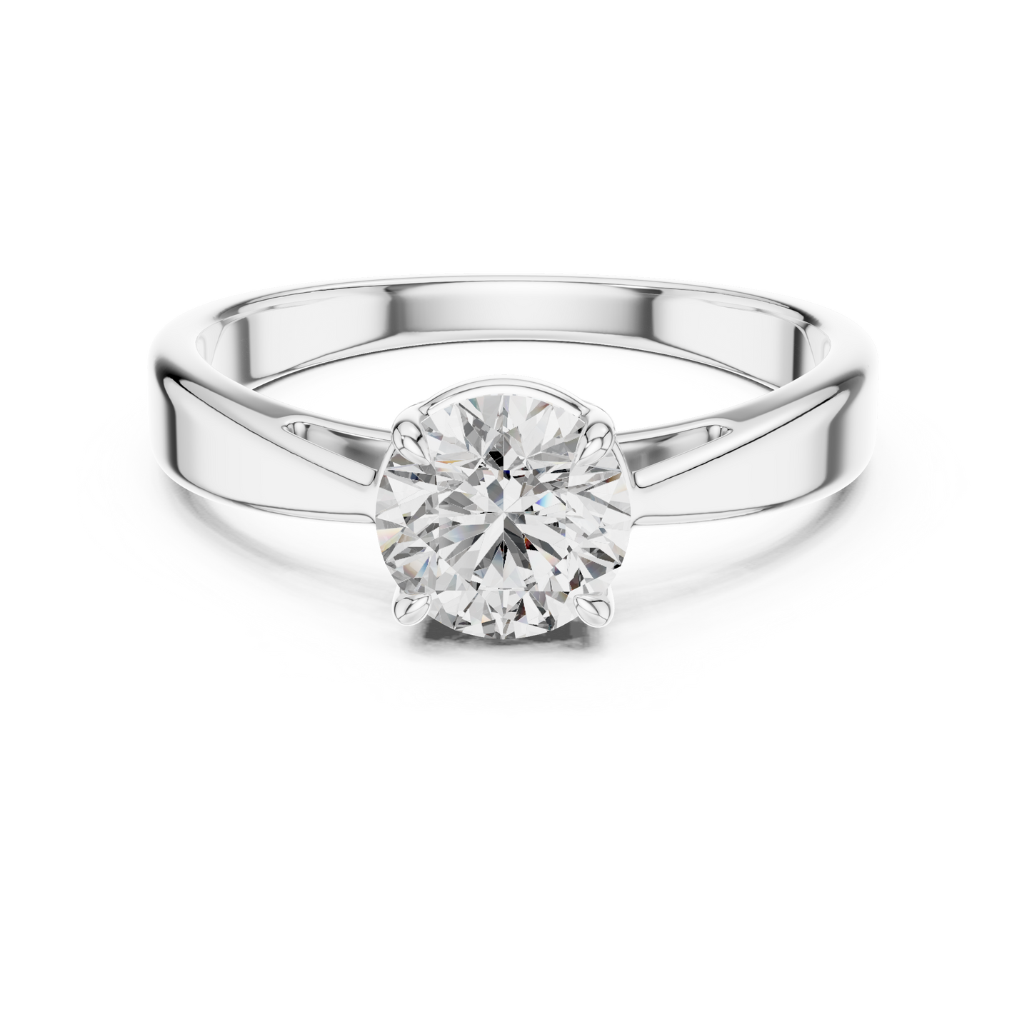 Romantic Round-Cut Diamond Solitaire Ring in 18K Rose Gold
