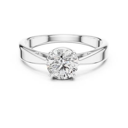 Romantic Round-Cut Diamond Solitaire Ring in 18K Rose Gold