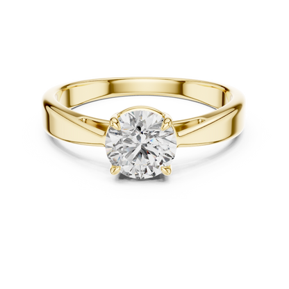Romantic Round-Cut Diamond Solitaire Ring in 18K Rose Gold