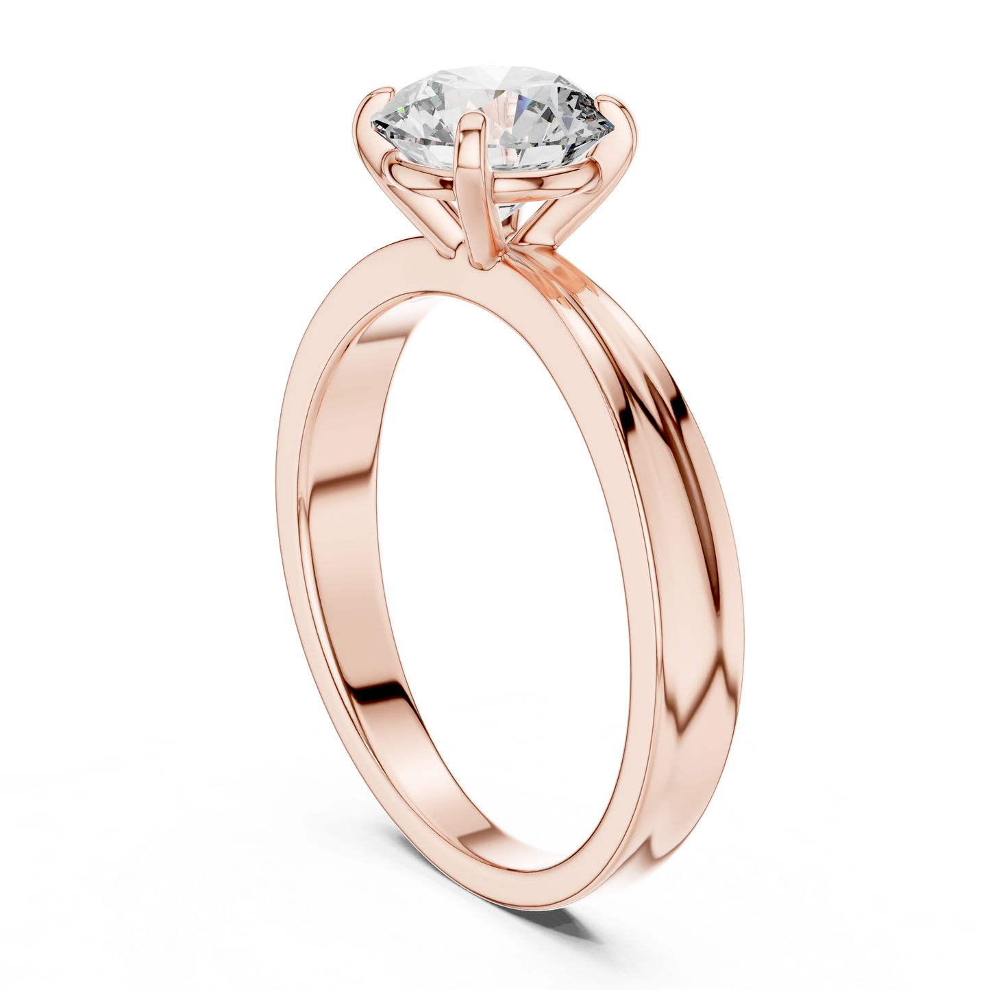 Round Cut Lab Grown Diamond Solitaire Ring in Yellow Gold