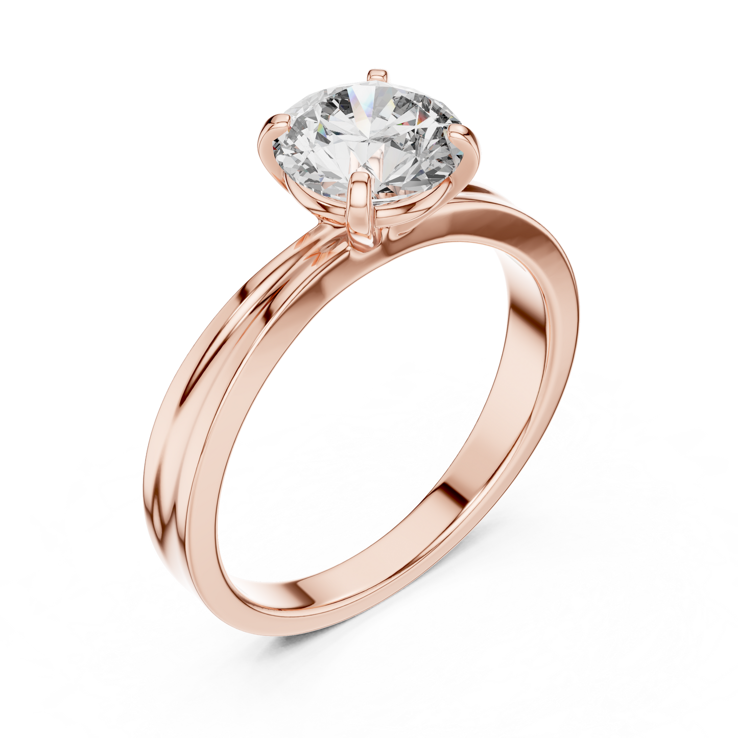 Round Cut Lab Grown Diamond Solitaire Ring in Yellow Gold