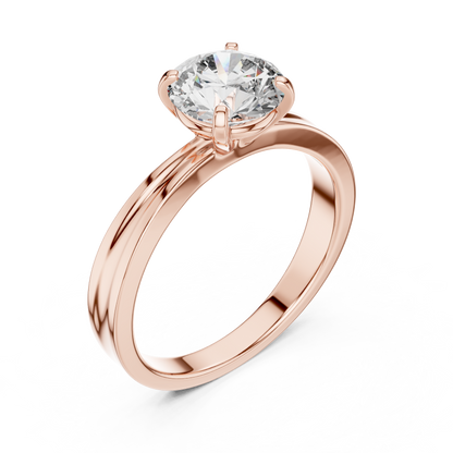 Round Cut Lab Grown Diamond Solitaire Ring in Yellow Gold