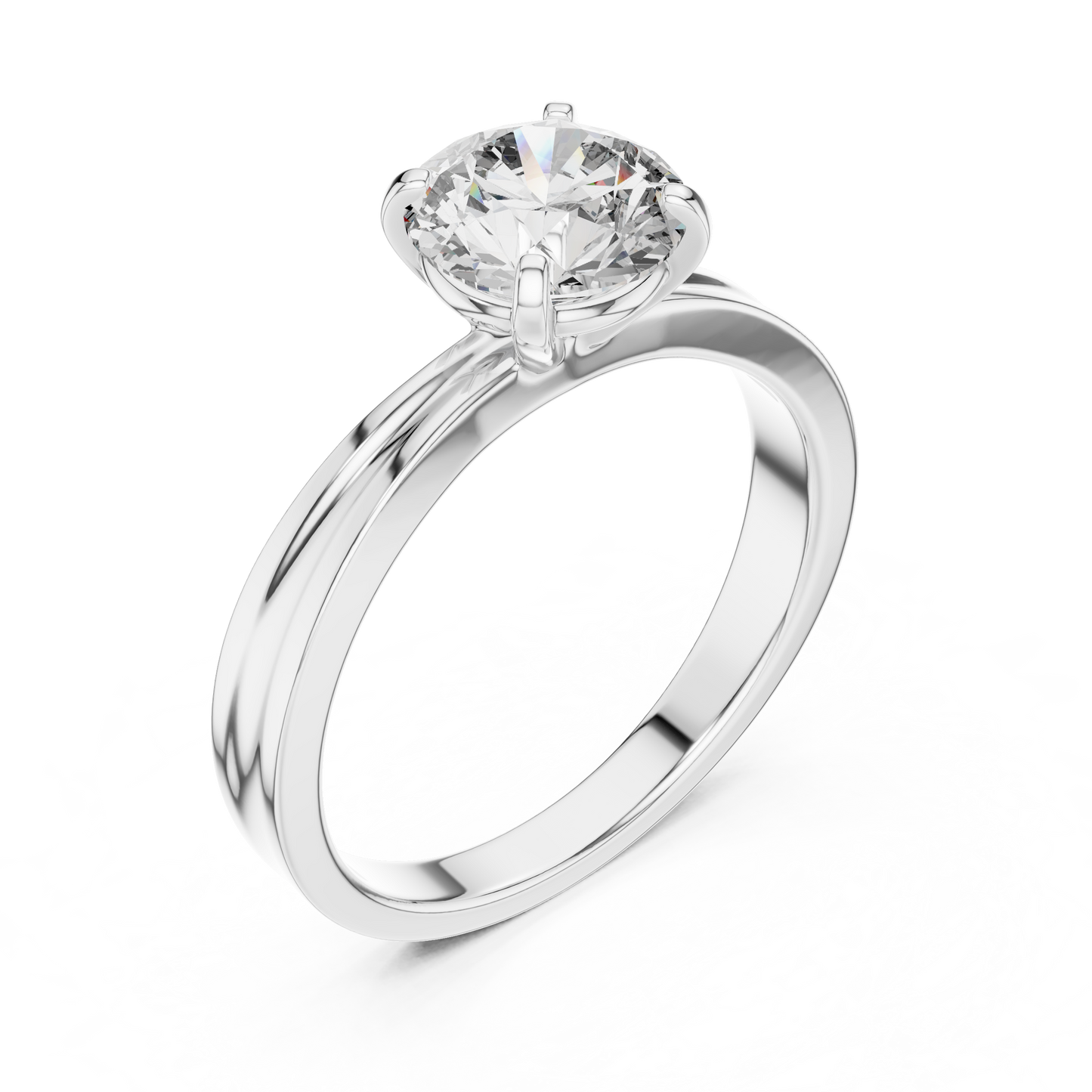 Round Cut Lab Grown Diamond Solitaire Ring in Yellow Gold