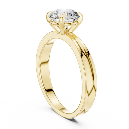 Round Cut Lab Grown Diamond Solitaire Ring in Yellow Gold