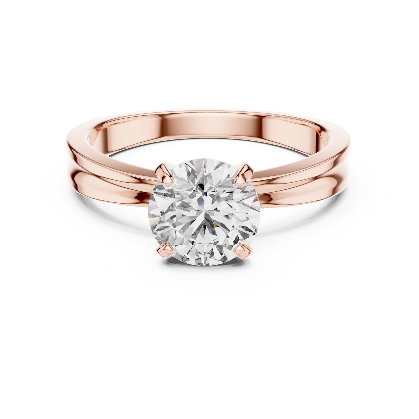 Round Cut Lab Grown Diamond Solitaire Ring in Yellow Gold