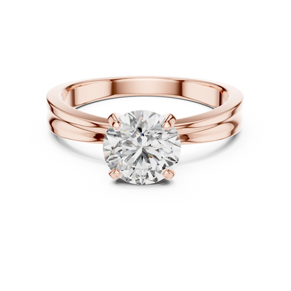 Round Cut Lab Grown Diamond Solitaire Ring in Yellow Gold